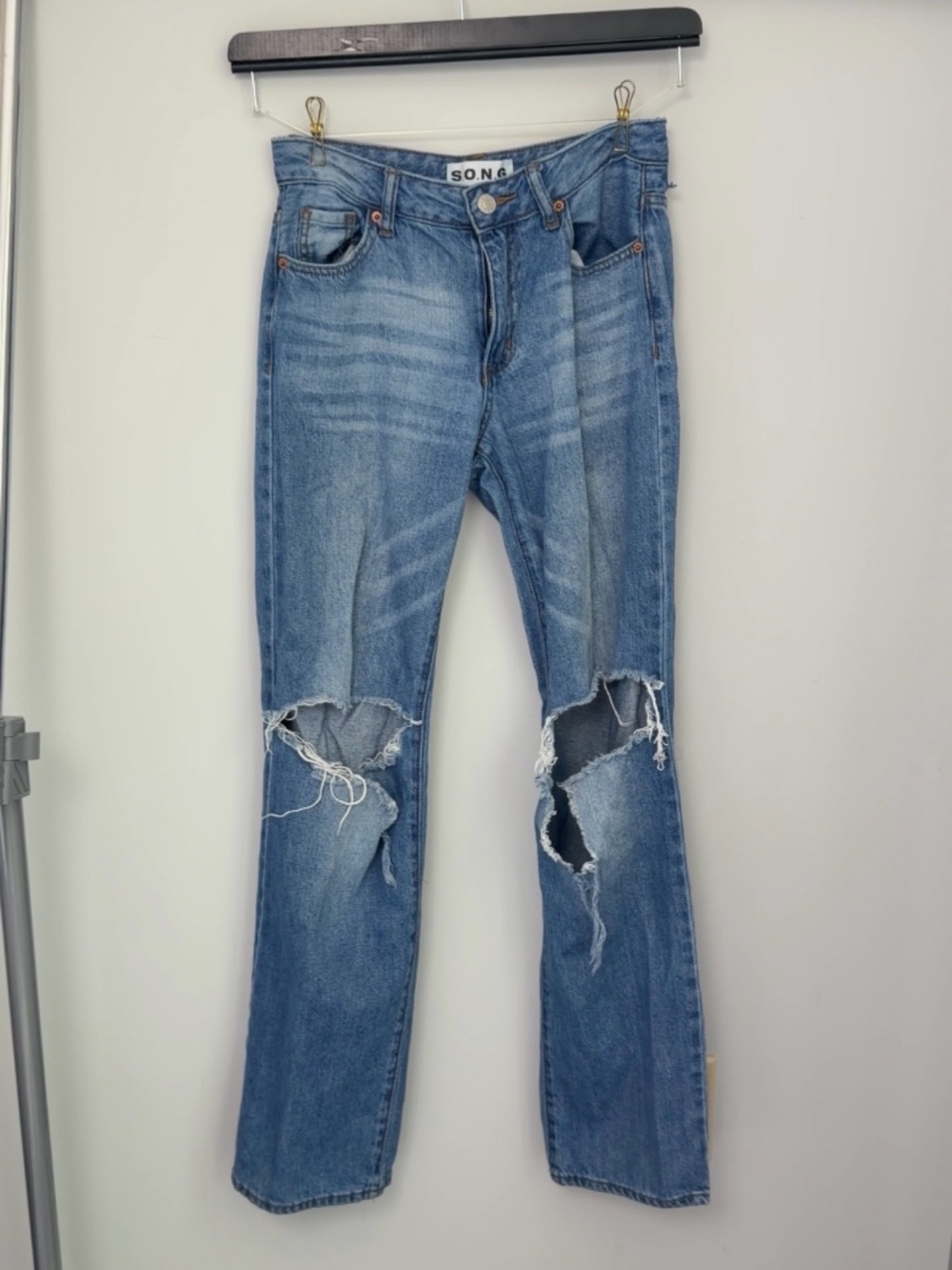 Women's Distressed Blue Denim Jeans